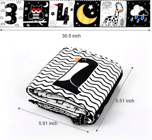 Newborn Toys Black and White High Contrast Baby Toys for 0-6, 6-12 Months, Early Education Baby Book with Numbers, Weather and Animals Signs, Tumm...