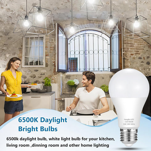 A19 LED Light Bulbs 100 Watt Equivalent, HengBo 6500K Daylight White Light Bulb, 12W 1200 Lumens, Non-Dimmable, E26 Standard Medium Base Super Bri...