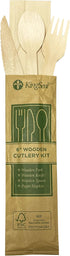 KingSeal FSC Certified Disposable Wood Cutlery Kits, Bulk Pack, Sustainably Sourced - Spoon, Fork, Knife with Bleach-Free Napkin - 1 Bag of 25 Set...