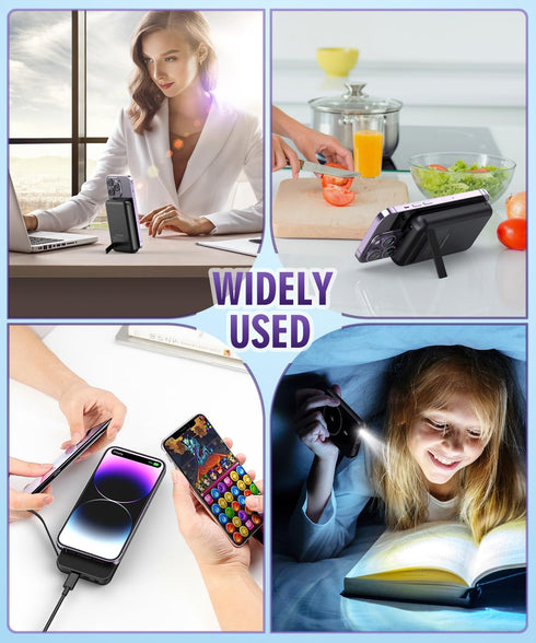 for Magnetic Power Bank, 6800mAh Wireless Portable Charger with PD30W Fast Charging, Mag-Safe Battery Pack Built-in 2 Output Cables for iPhone 15/...