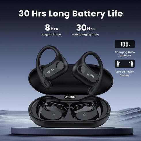 WOINNMM Open Ear Headphones,Bluetooth 5.3 Wireless Earbuds with Mic,LED Display,Immersive Stereo Sound,Clear Calls,30H Playback,Light Weight Runni...