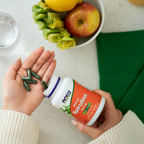 NOW Supplements, Natural Spirulina 500 mg with Beta-Carotene (Vitamin A) and Vitamin B-12, and naturally occurring Protein and GLA (Gamma Linoleni...