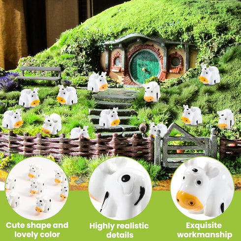 60pcs Mini Resin Cows Tiny Cows Figures for Fairy Garden Dollhouse Decoration Cute Miniature Animals Figurines Ornament for Moss Landscape DIY Cra...