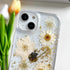 for iPhone 13 / iPhone 14/ iPhone 15 Clear Case with Pressed Real Flowers Design,Glitter Cute White Floral Pattern Soft TPU Protective Women Girl'...