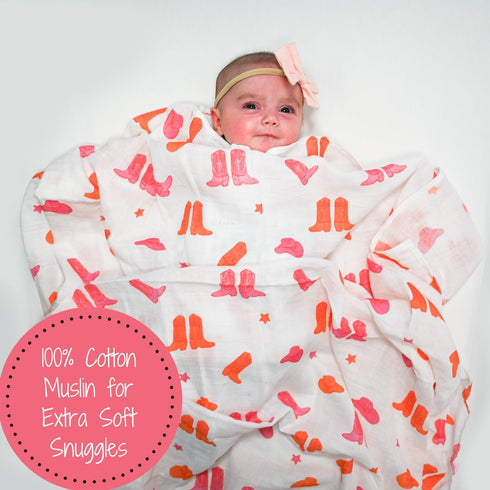 Baby Blanket, 100% Organic Cotton Muslin Swaddle Blanket, Soft Baby Girl Blanket 47 x 47 Inches, Newborn Blanket for Girls, Baby Essentials, Regis...