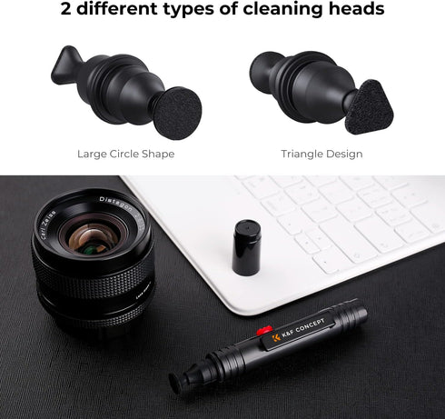 K&F Concept Lens Cleaning Pen with Soft Brush, Double-Sided Carbon Head for Camera Lens, Optical Lens, Glasses, Cosmos/Valve Index /PS4 PS5 VR Hea...