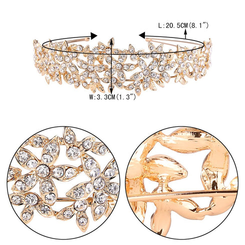 EVER FAITH Wedding Austrian Crystal Hair Accessory for Women, Birdal Flower Cluster Headband for Bride BRidesmaid Clear Gold-Tone...