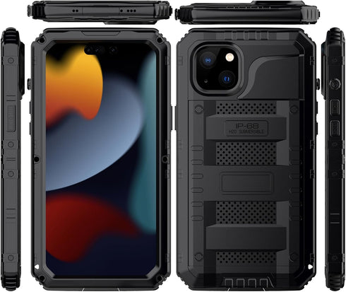 Marrkey Waterproof Case for iPhone 15, Heavy Duty Durable Metal Full Body Built-in Screen Protection Case Shockproof Dustproof Rugged Military Gra...