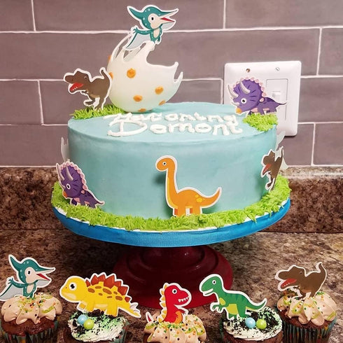 ALISSAR 35-Pack Baby Dinosaur Cupcake Toppers Picks, Dinosaur cake Toppers for Kids Birthday Baby Shower Party Decorations Supplies...