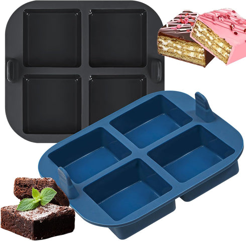 Webake Silicone Air Fryer Brownie Pan for Baking, Nonstick 2.6" Square Silicone Mold for S'mores, Cake Puck, Muffin, 4-Cavity Set of 2...