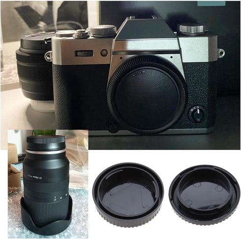 eMagTech 2 Sets Front Body Cap & Rear Lens Cap Cover Kit Compatible with Fuji X Mount DSLR Camera X-T4 X-T3 X-T2 X-T1 X-T30 X-T20 X-T10 X-H1 X-T20...