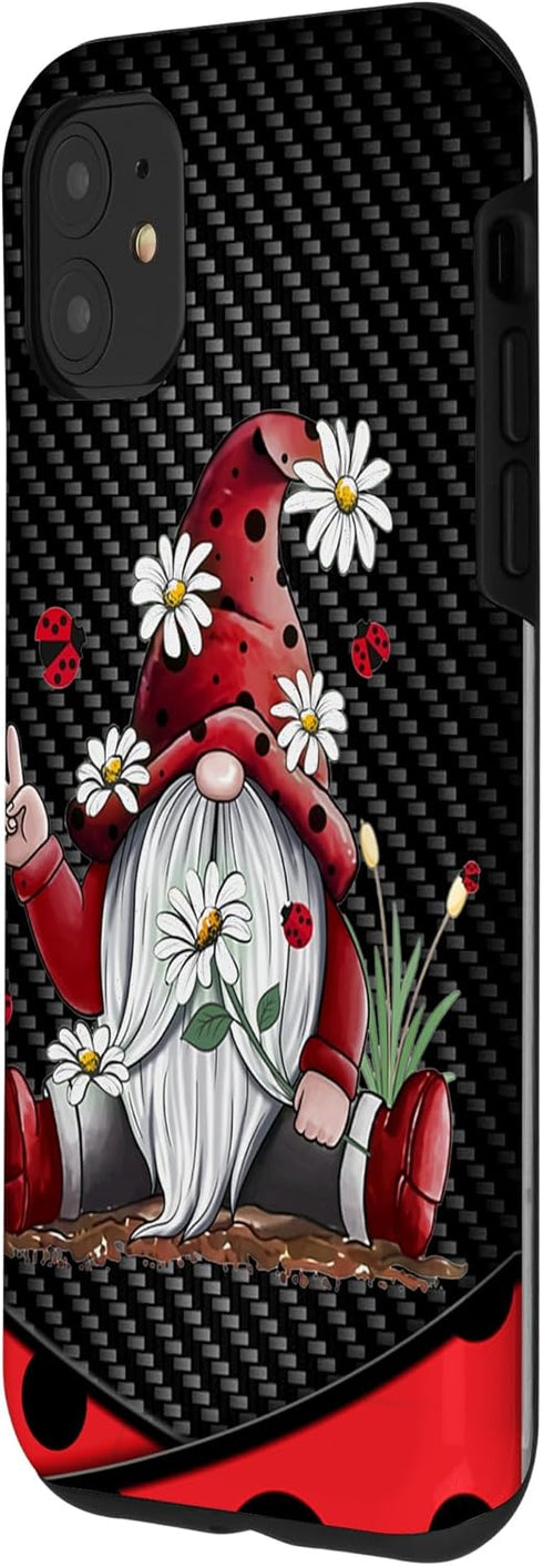 iPhone 11 Red Gnome Hippie Daisy Flowers Gnome Ladybugs - Christmas Case...