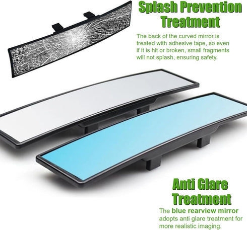 WSSROGY Car Rearview Mirror HD Glass 12 Inch Anti Glare Clip On Panoramic Wide Angle Car Interior Rear View Mirror Universal for Cars SUVs Trucks ...