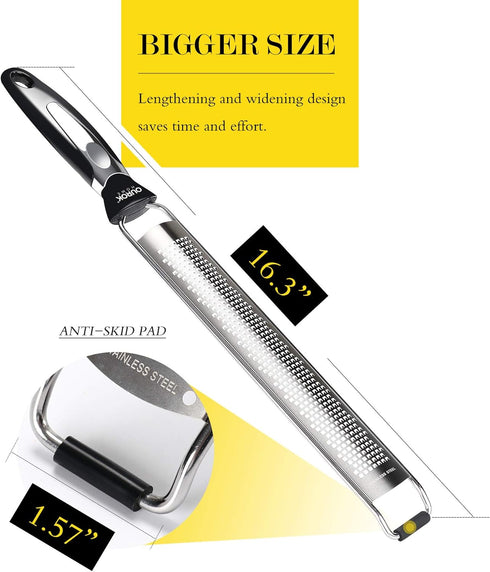 Ourokhome Kitchen Lemon Zester, Stainless Steel Hand Held Parmesan Cheese Grater for Ginger, Chocolate, Coconut, Lime, Nutmeg, Citrus, Fruit, Vege...