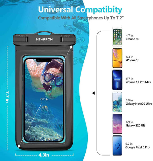 newppon Waterproof Cell Phone Pouch : 3 Pack Underwater Dry Bag Case Lanyard - Water Proof Clear Holder Protector for iPhone 15 14 13 Pro Max Plus...
