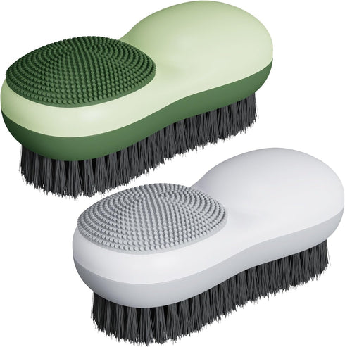 Laundry Stain Brush 2 Pack Two-side Soft Bristle Scrub Brush for Stain Removal Silicone Household Clothes Washing Brush Dual-use Scrubbing Brush f...