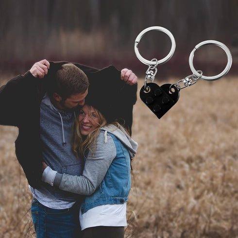 Brick Keychain for Couples Friendship - 2pcs Matching Heart Colorful Keychain Set for Couples Valentine's Day BFF...