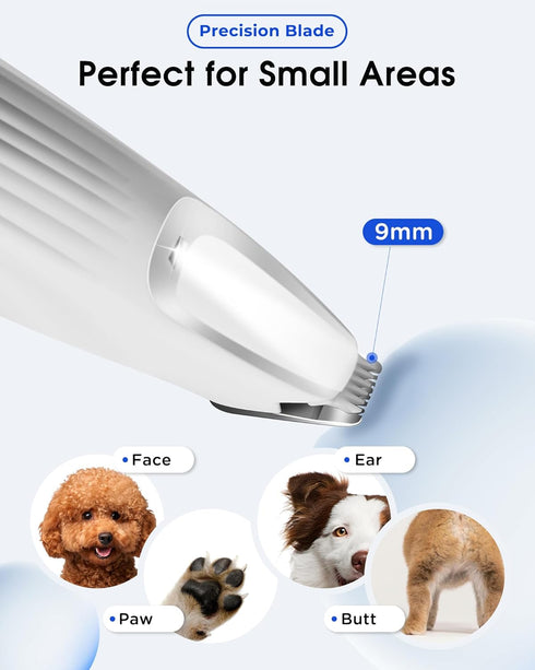 Upgraded Dog Paw Trimmer with LED Light, 9 mm Mini Blade (Approximately 1/3 in), Smart Display, Type-C Rechargeable Pet Clippers for Small Dogs Ca...