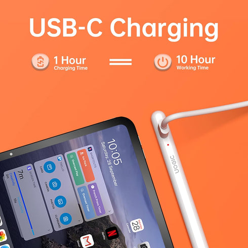 Uogic Stylus for iPad 2018-2023, iPad Pen with Bluetooth, Battery Level Display, Palm Rejection, iPad Pencil Compatible with iPad 6/7/8/9/10th,iPa...