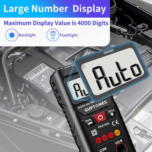 Digital Multimeter, Intelligent Voltage Tester with Automatic & Manual Mode, 4000 Counts Voltmeter Measures AC/DC Voltage, Resistance, Continuity ...