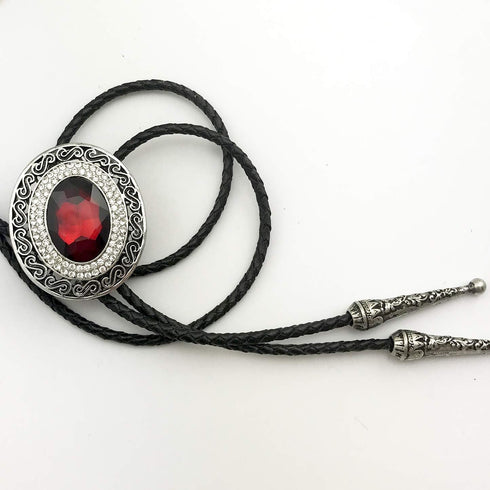 SELOVO Big Large Green Rhinestone Western Mens Bolo Tie Genuine Leather...
