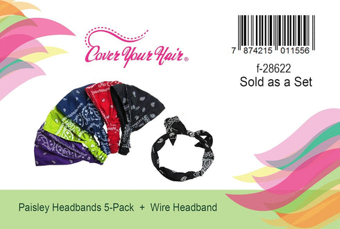 CoverYourHair Paisley Bandana Headbands-5 PC with Wire Headband-Hair Accessories-Christmas Gifts...