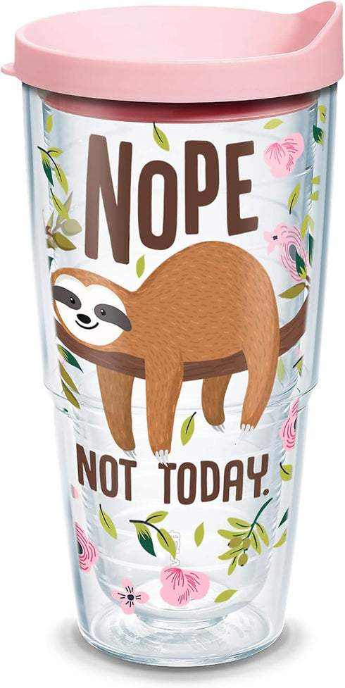 Tervis Sloth Nope Not Today Made in USA Double Walled Insulated Tumbler Travel Cup Keeps Drinks Cold & Hot, 24oz, Classic...