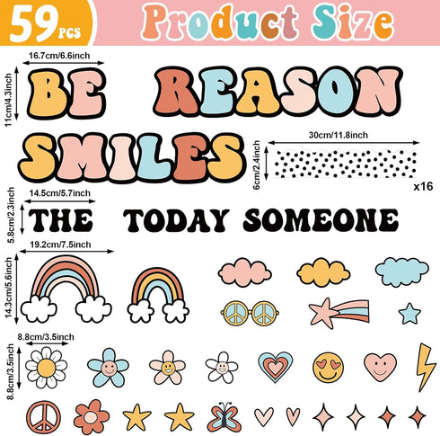 Classroom Bulletin Board Decoration Set Welcome Banner Wall Door Boho Hippie Groovy Classroom Decorations for Kindergarten Preschool Elementary Mi...