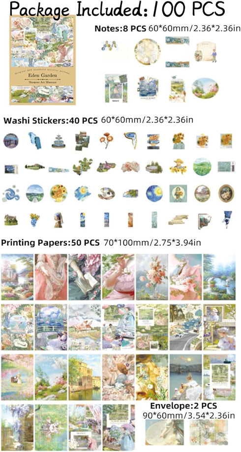 100 Pieces Vintage Scrapbook Supplies Ephemera Pack for Junk Journal Planners Scrapbooking Paper Stickers for Art Aesthetic Journaling Kit Collage...