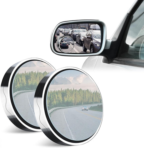 2Pcs Car Suction-Cup Blind Spot Mirror, 360° Wide Angle HD Glass Convex Side Rearview Mirror for Cars SUVs, Vans, and Trucks - Universal Automotiv...
