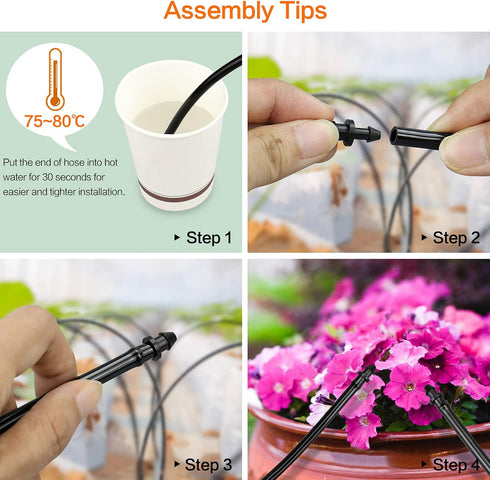 60 Pieces Drip Irrigation 1/4" Tubing End Plugs Fittings, Barbed Connectors End Cap for 1/4 Inch Irrigation Tubing, Drip Line End Closure for Drip...