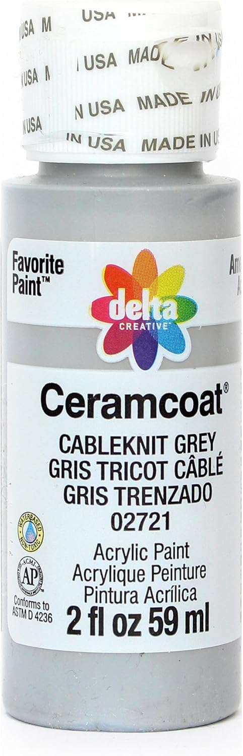 Delta Creative Delta Ceramcoat Acrylic Paint, 2 oz, Cableknit Gray,2000-2721...