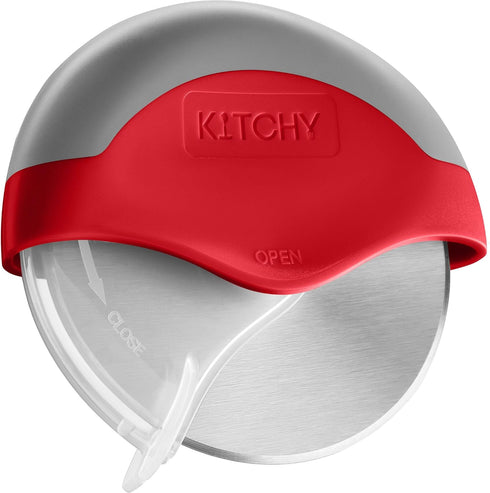 Kitchy Pizza Cutter Wheel with Protective Blade Cover, Ergonomic Pizza Slicer (Red)...
