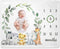 Safari Milestone Blanket, Jungle Wild Animals Baby Growth Chart Monthly Blanket, Watch Me Grow Jungle Safari Baby Nursery for New Moms Baby Shower...