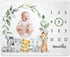 Safari Milestone Blanket, Jungle Wild Animals Baby Growth Chart Monthly Blanket, Watch Me Grow Jungle Safari Baby Nursery for New Moms Baby Shower...