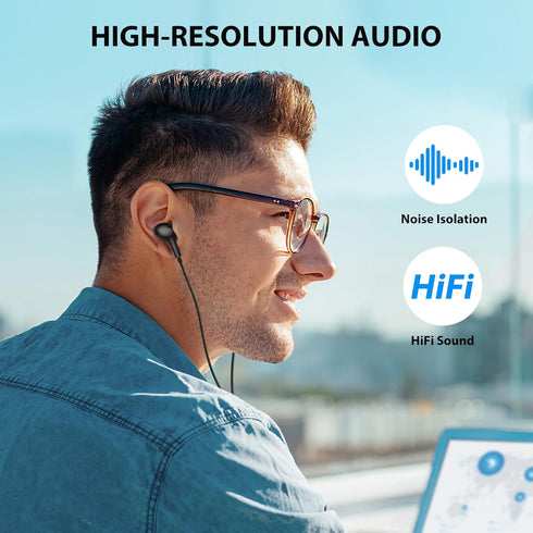 Wired Earbuds Noise Cancelling 3.5mm Headphones for PC School Computer, Ear Buds Wired with Mic Magnetic Plug in Earphones Corded for Samsung A25 ...