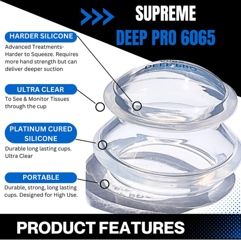 Cupping Warehouse Supreme 4 DEEP PRO 6065 Cup (4 Sizes) Cupping Therapy Sets Professional and Self Care Chinese Silicone Anti Cellulite Massage Su...