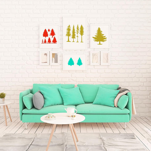 8 PCS Trees Stencils Art Painting Templates Pine Fir Tree Cypress Cedar Stencils Reusable Drawing Stencils for Painting on Wood Furniture Canvas H...