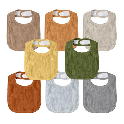 GLLQUEN BABY Muslin Drool Bibs for Boys Girls 8 Pack, Adjustable Baby Bibs for Drooling and Teething, Soft Cotton Baby Bandana Bibs for Newborn Fe...