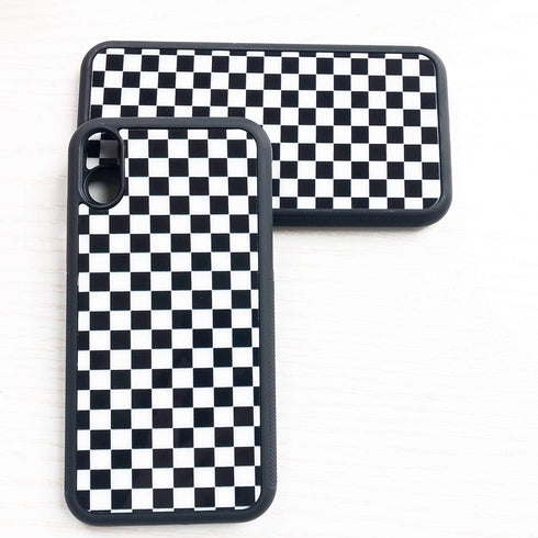 Black White Checkered Flag Case Compatible with iPhone XR ,Chessboard Pattern Protective Case for Women Girls(Checker) 6.1"...
