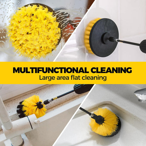 Holikme 4 Pack Drill Brush Attachments Set, Power Scrubber with Extend Long Attachment?Cleaning Supplies for Bathtub, Shower, Grout, Tile(Yellow)...