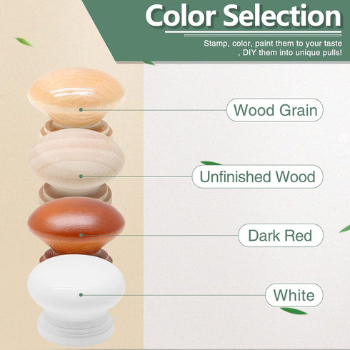 15PCS Round Wood Drawer Knobs, 1-3/8 inch Diameter Mushroom Knobs Wooden Cabinet Pulls Handles with Mounting Screws for Furniture - Wood Grain...