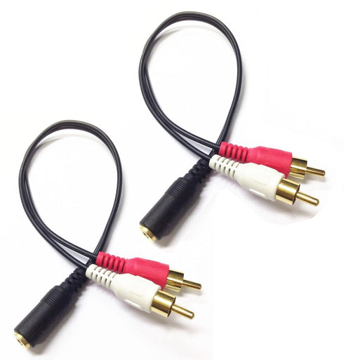 CERRXIAN 0.2m Gold 3.5mm Female Stereo Jack to 2 RCA Plug AUX Auxiliary Headphone Adapter Audio Y Cable(Black)(2-Pack)...