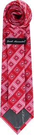 Jacob Alexander Men's Happy Valentine's Day Diagonal Striped Hearts in Squares Pattern Regular Length Neck Tie...