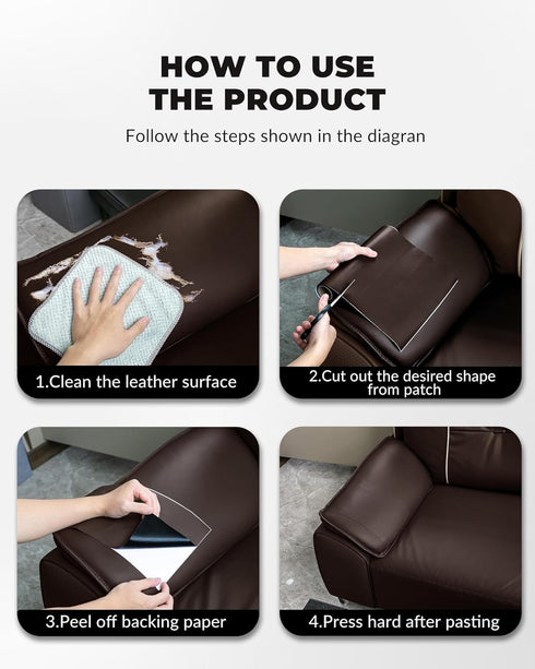 Oterri Leather Repair Tape, Self Adhesive Leather Repair Patch, 12 x 48 inch Large Leather Repair Kit for Sofas,Car Seats,Furniture(Litchi Grain L...
