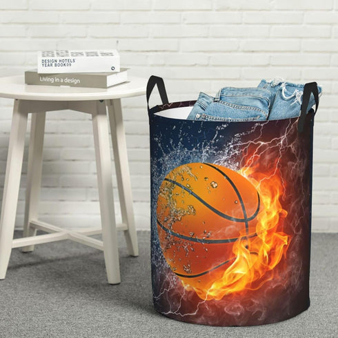 Sport Basketball Ball Round Laundry Hamper Storage Basket Toys Clothes Organizer Bin For Home Bathroom Bedroom Dorm Nursery, 38l...