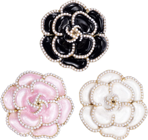 PAGOW 3Pcs Flower Brooch Pin, Fashion Petal Pearl Elegant Exquisite Brooches Pins Set Decoration for Women Wedding Banquet Party Shirts Dresses...