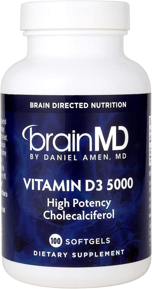 BrainMD by Dr Amen Vitamin D3 5000 - 100 Softgels - High Potency Cholecalciferol - Gluten Free - 100 Servings...