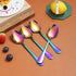Rainbow Teaspoons 6.5" Set of 4, Berglander Stainless Steel Titanium Plating Shiny Mutil-Color Tea Spoons Silverware, Colorful Tea Spoon Small Des...
