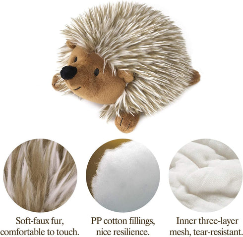 Pawaboo Plush Dog Toy, Non-Toxic Super Soft Faux-Fur Hedgehog Dog Toy Squeak Aninal Toy Stuffed Biting Training Playing Toys for Dog Puppy, Brown...
